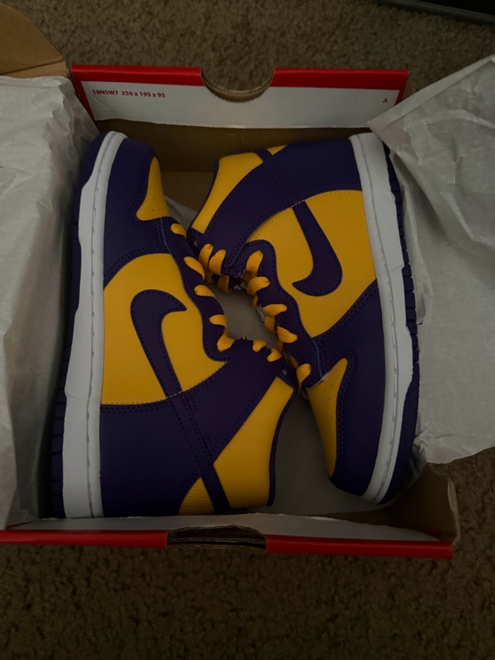 Nike Kids High-Top Sneakers in Purple and Yellow